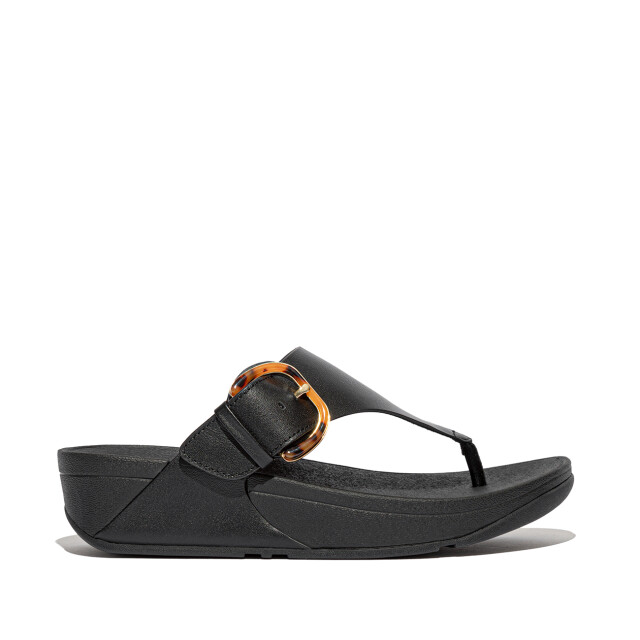 FitFlop Lulu resin-buckle leather toe-post sandals JE9 large
