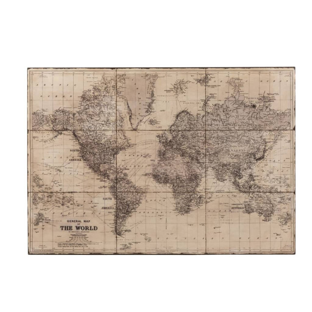 J-Line Wereldkaart metaal antiek 8182 large