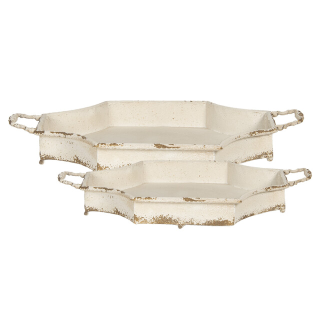 Clayre & Eef Decoratie dienblad set van 2 61 cm ijzer achthoek 1157924 large