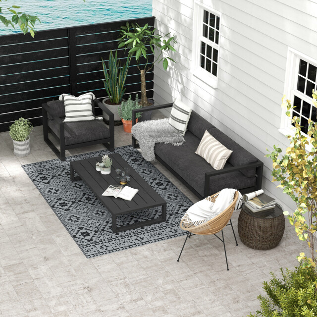 4goodz Waterbestendig buitenkleed met draagtas 182x274 cm zwart 3179385 large