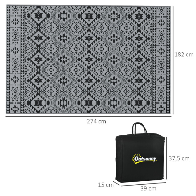 4goodz Waterbestendig buitenkleed met draagtas 182x274 cm zwart 3179385 large