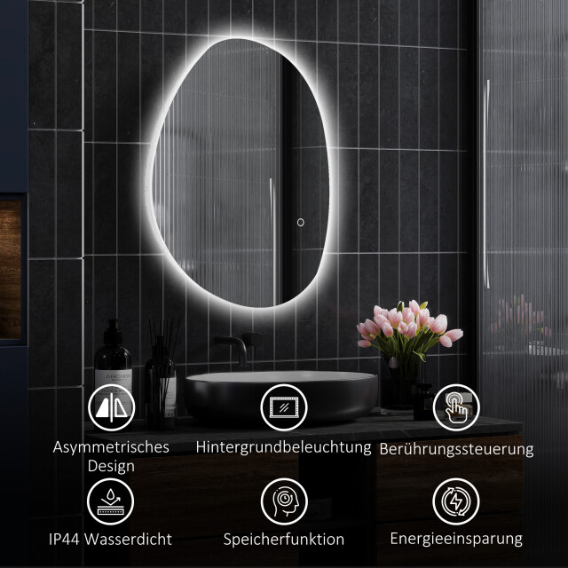 4goodz Asymmetrische badkamerspiegel met led-verlichting 70x50 cm 3174486 large