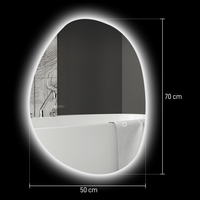 4goodz Asymmetrische badkamerspiegel met led-verlichting 70x50 cm 3174486 large