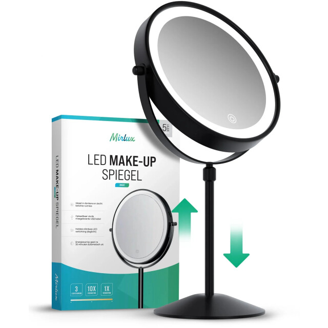 Mirlux Make-up spiegel hoogte verstelbaar zwart 1-10x vergroting 3083760 large