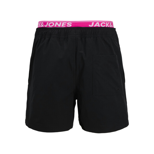 Jack & Jones Heren zwemshort jpstmaui neon dubbele waistband zwart/roze 12272961-Black large