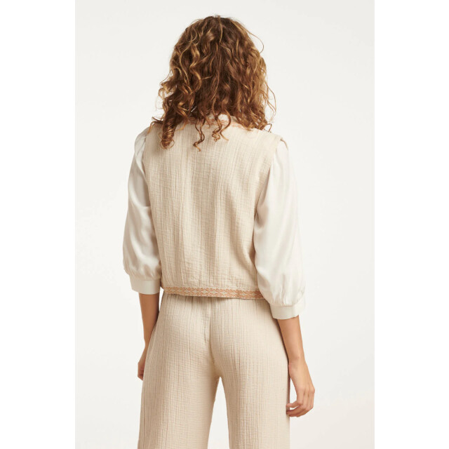 Smashed Lemon 25190 katoenen gilet met aztec borduursels | sand-off 25190-010-720 large