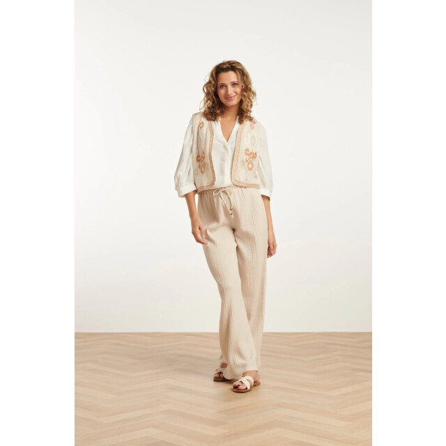 Smashed Lemon 25190 katoenen gilet met aztec borduursels | sand-off 25190-010-720 large