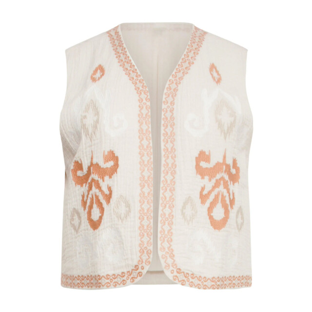 Smashed Lemon 25190 katoenen gilet met aztec borduursels | sand-off 25190-010-720 large