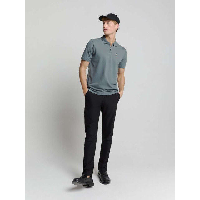 No Excess Polo zip pique garment dyed washed blue 28380422-137 large