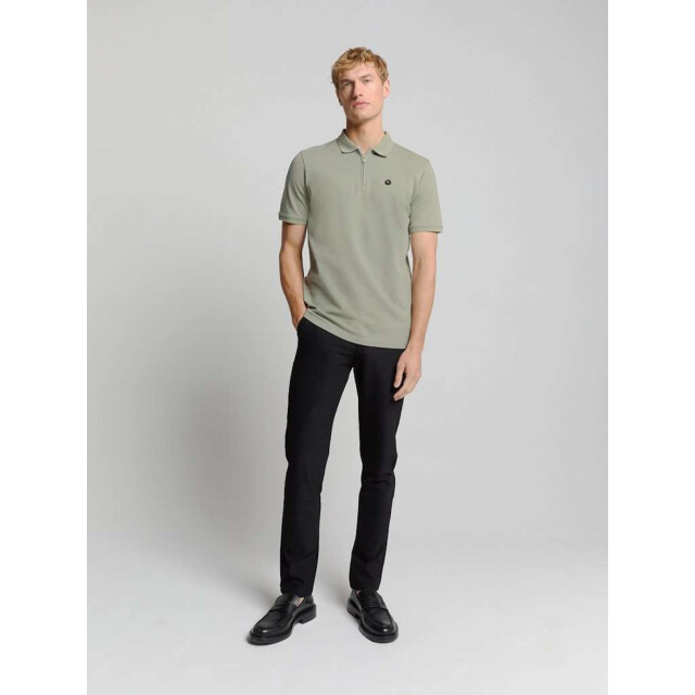 No Excess Polo zip pique garment dyed smoke 28380422-049 large