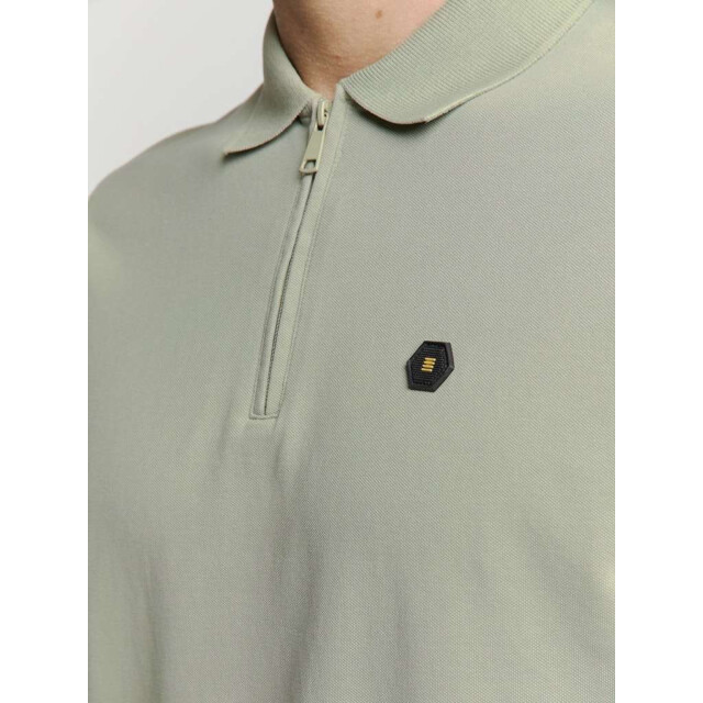 No Excess Polo zip pique garment dyed smoke 28380422-049 large