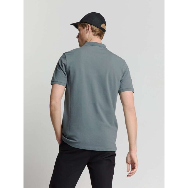No Excess Polo zip pique garment dyed washed blue 28380422-137 large