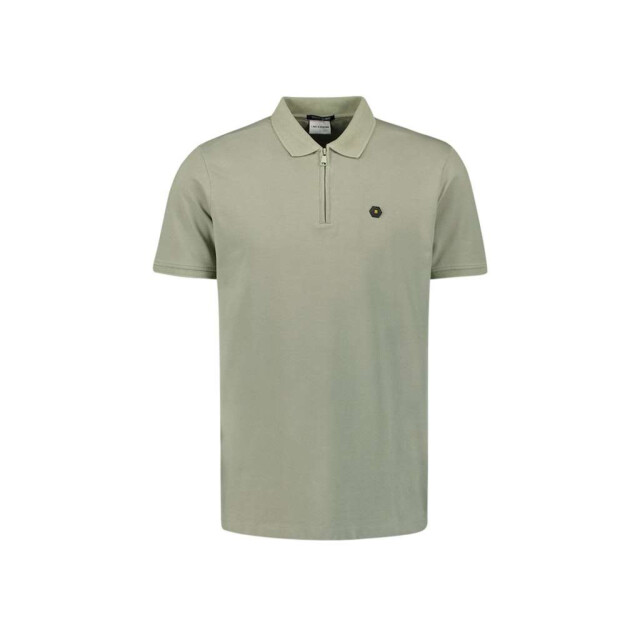 No Excess Polo zip pique garment dyed smoke 28380422-049 large