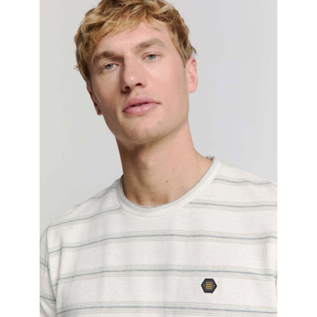 No Excess T-shirt crewneck jacquard stripe offwhite 28350450-011 large