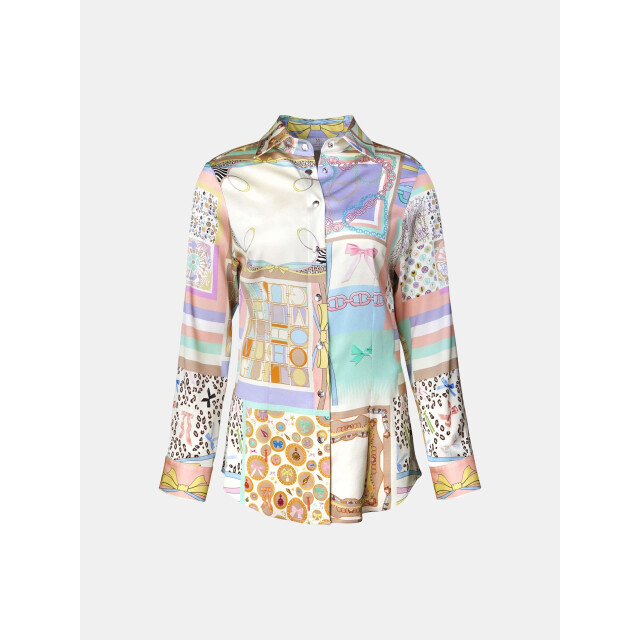 Mucho Gusto ® blouse francis bay groen blauw multipatchwork MUCHO GUSTO® Blouse Francis Bay Groen Blauw Multipatchwork large