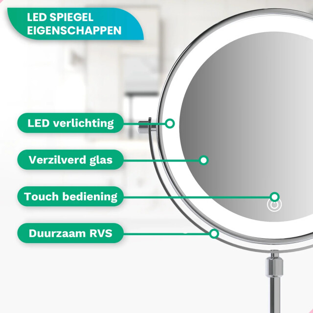 Mirlux Make-up spiegel hoogte verstelbaar chrome 1-10x vergroting 3083761 large