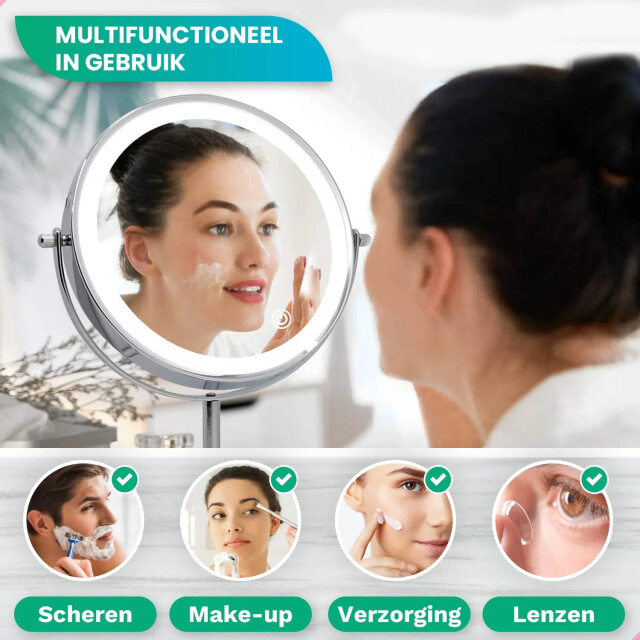Mirlux Make-up spiegel hoogte verstelbaar chrome 1-10x vergroting 3083761 large