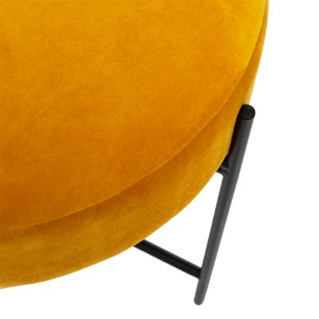 Casa di Elturo Velvet poef/voet bankje oker met zwarte onderstel Ø 47 x h 45 cm 1524658 large