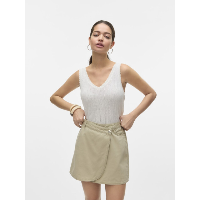 Vero Moda vmluxlight pointelle sl v-neck top 10330773 snow white 06010.112.0057 large