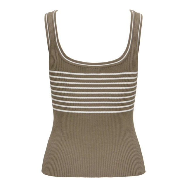 Jacqueline de Yong nanna s/l square neck stripe top 15344853 shitake stripes 06010.820.0067 large