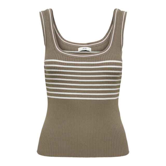 Jacqueline de Yong nanna s/l square neck stripe top 15344853 shitake stripes 06010.820.0067 large