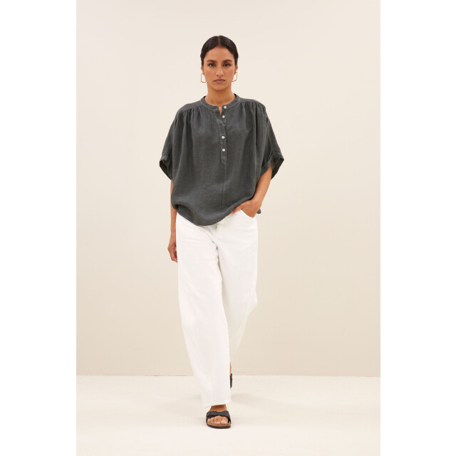 By-Bar Amsterdam axel linen blouse 25112009 867 charcoal 06613.940.0010 large