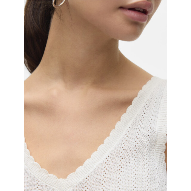 Vero Moda vmluxlight pointelle sl v-neck top 10330773 snow white 06010.112.0057 large