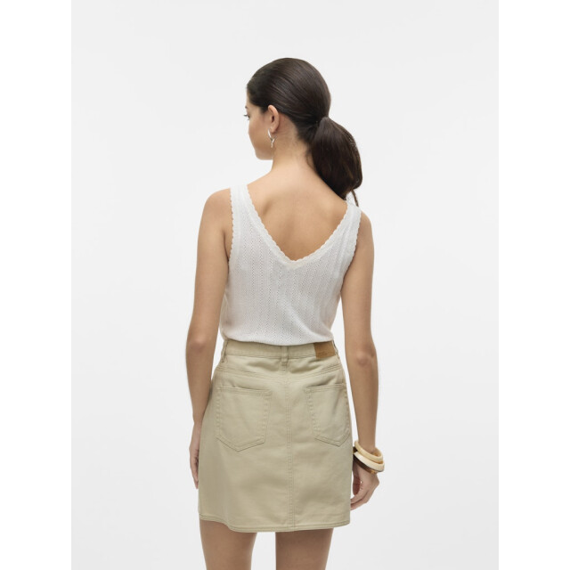 Vero Moda vmluxlight pointelle sl v-neck top 10330773 snow white 06010.112.0057 large