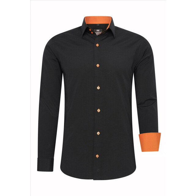 Rusty Neal Italian-style heren overhemd slim fit model zwart - 30159-R-44-GR-1 large