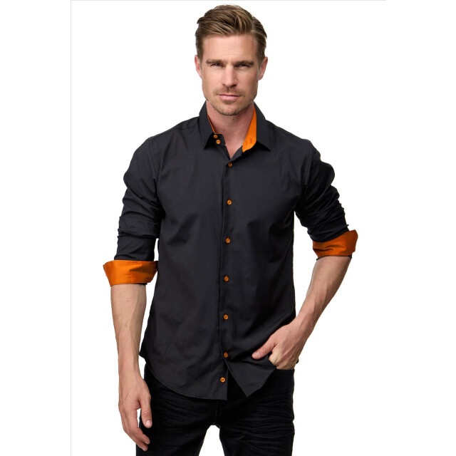 Rusty Neal Italian-style heren overhemd slim fit model zwart - 30159-R-44-GR-1 large