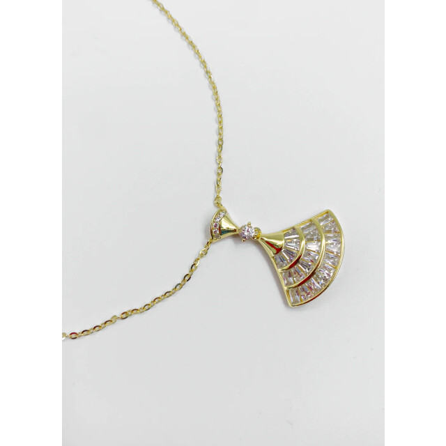 Smashed Lemon 64031 fijne vergulde zilveren ketting met waaier hanger 64031-025-OS large