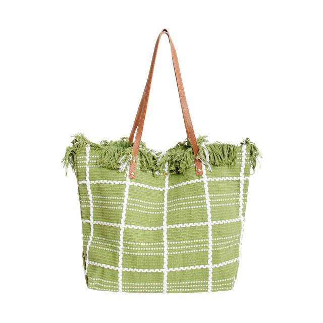 Smashed Lemon 56030 shopper schoudertas leger groen met wit geruit 56030-550-OS large