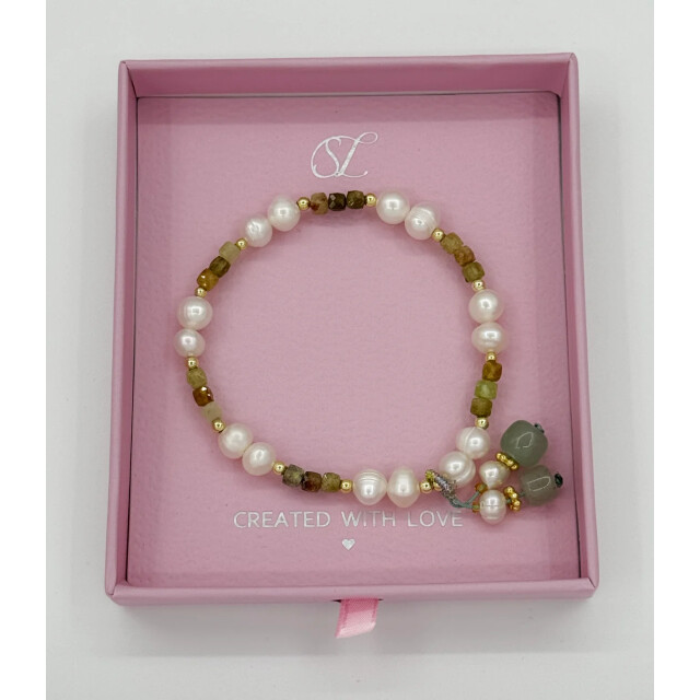 Smashed Lemon 62013 elastische armband met mix van parels en 62013-998-OS large