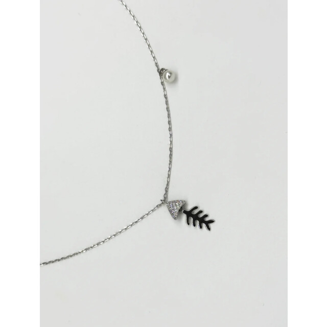Smashed Lemon 64009 dunne zilveren ketting met visgraat hanger en 64009-020-OS large