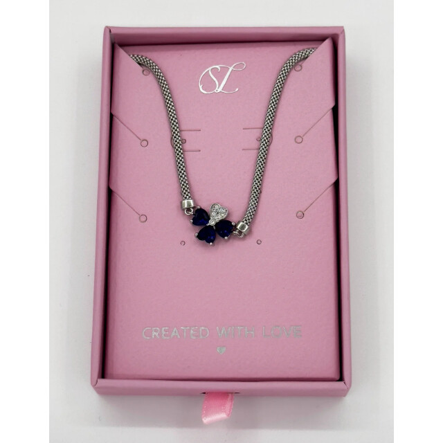 Smashed Lemon 62041 zilveren armband met klaver hanger en burma blauwe 62041-020-OS large