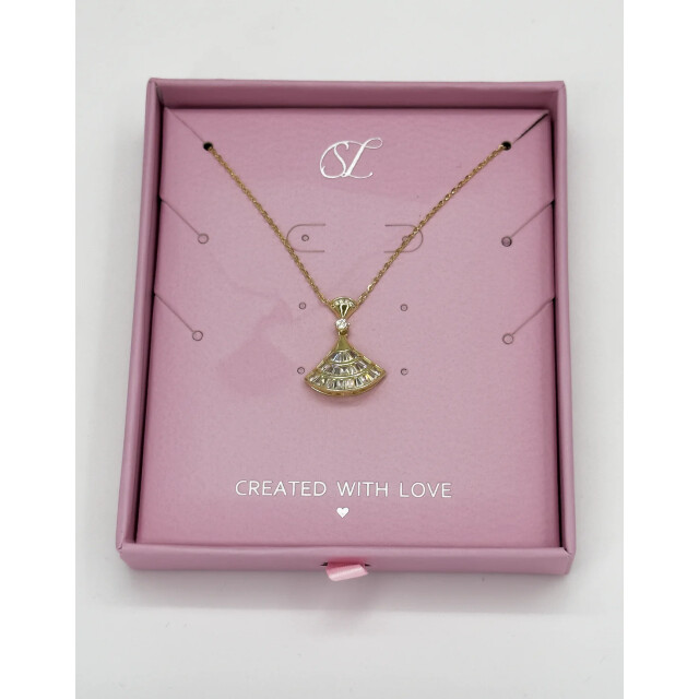 Smashed Lemon 64031 fijne vergulde zilveren ketting met waaier hanger 64031-025-OS large
