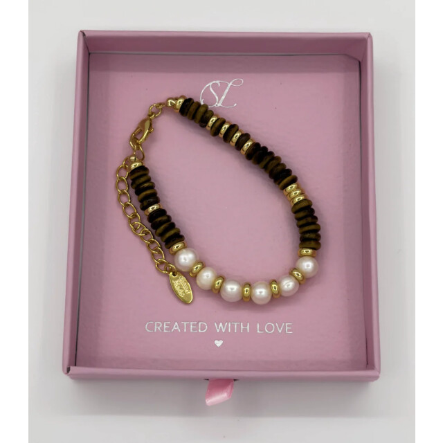 Smashed Lemon 62054 gecombineerde parels en kwartsen kralen armband 62054-998-OS large