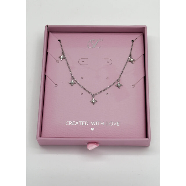 Smashed Lemon 64070 fijne zilveren ketting met ster kralen en zirkoon 64070-020-OS large