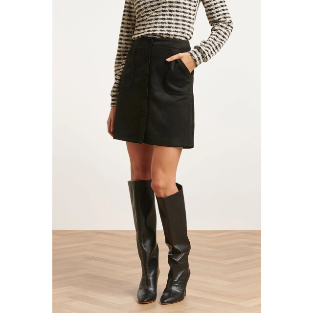 Smashed Lemon 23590 zwarte suède look knoop rok 23590-999-XL large