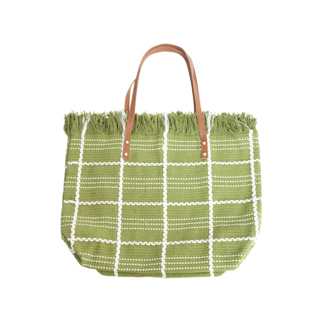 Smashed Lemon 56030 shopper schoudertas leger groen met wit geruit 56030-550-OS large