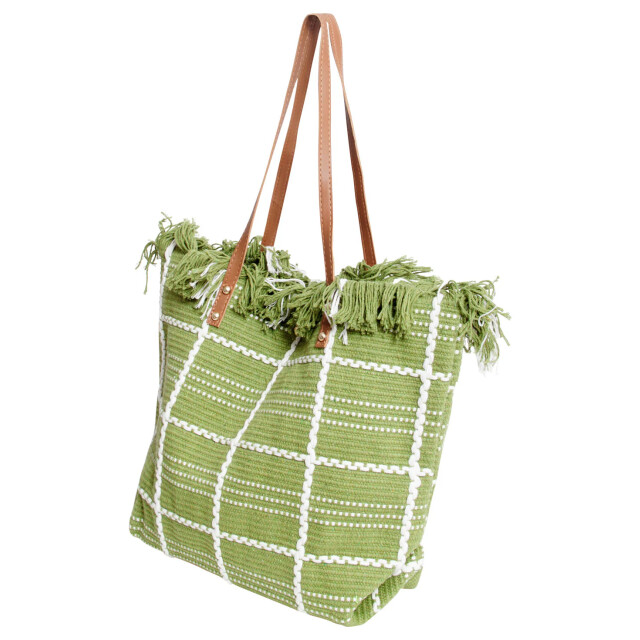 Smashed Lemon 56030 shopper schoudertas leger groen met wit geruit 56030-550-OS large