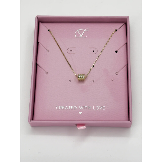 Smashed Lemon 64028 fijne vergulde zilveren ketting met zirkoon ring 64028-025-OS large