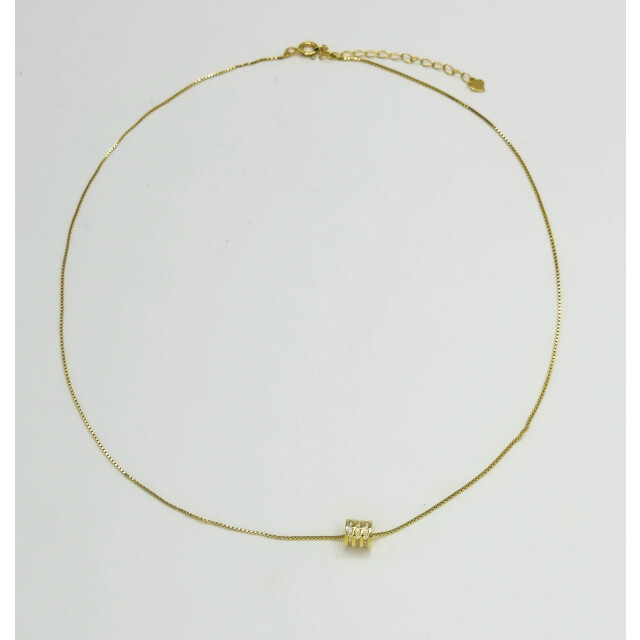 Smashed Lemon 64028 fijne vergulde zilveren ketting met zirkoon ring 64028-025-OS large