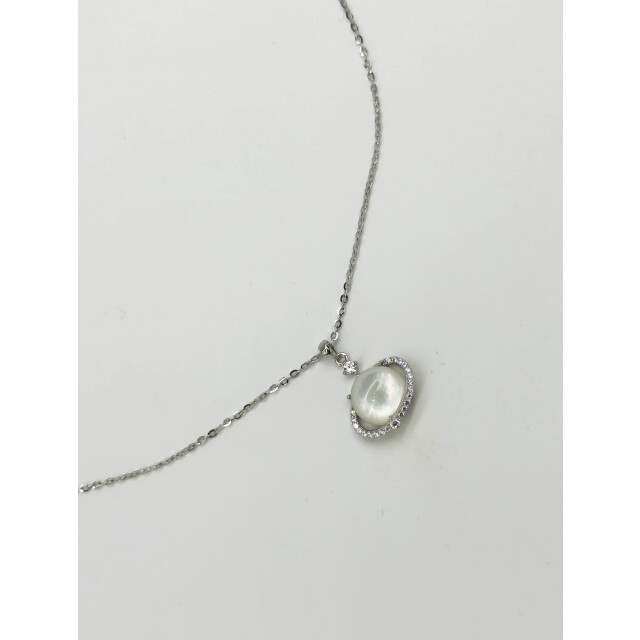 Smashed Lemon 64038 fijn zilveren ketting met kattenoog steen saturnus 64038-020-OS large