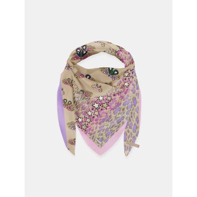 Mucho Gusto ® sjaal st. tropez ketting luipaard vlinders print MUCHO GUSTO® Zijden Sjaal St. Tropez - luipaardprint met vlinders large