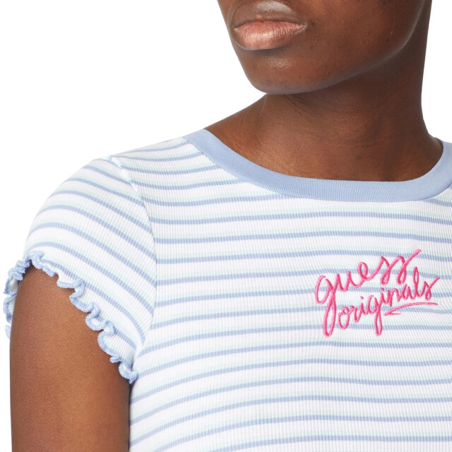 Guess Wit gestreept t-shirt met logo Guess Wit Gestreept T-shirt Met Logo large