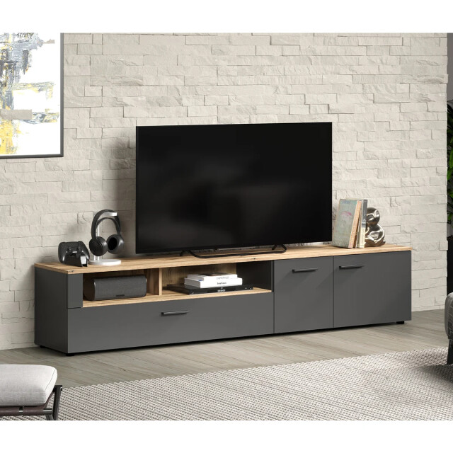 CaliCosy Tv-meubel 2 deuren, 2 vakken en 1 neerklapbaar paneel l210 cm esteban 2930381 large