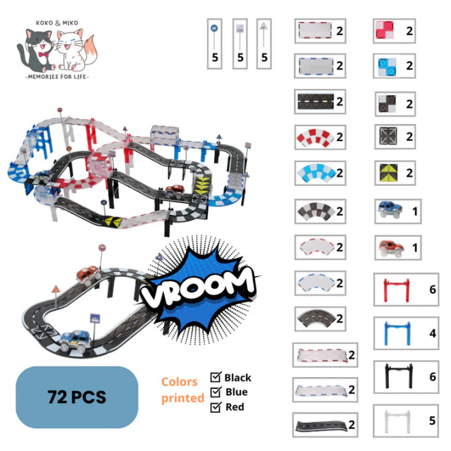 MNTL Magnetische autobaan set 72-delig G8219 large