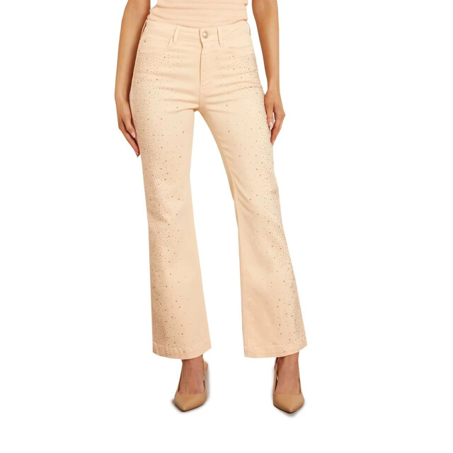 Guess Beige broek met wijde pijpen Guess Beige Broek Met Wijde Pijpen large