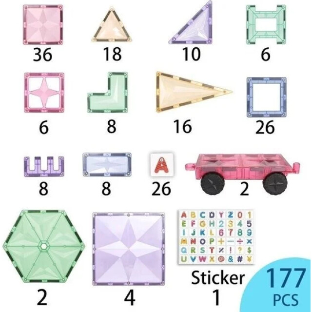 MNTL Magnetische tegels ruimtereisserie 177-delig classic MNTL-T18 large